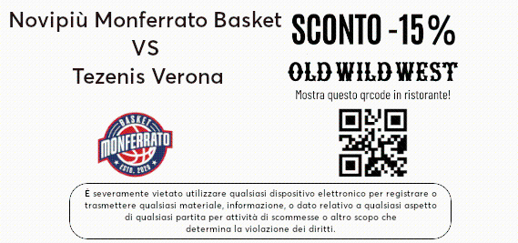 Buy tickets Novipiù Monferrato Basket - Tezenis Verona Sunday 03 Mar ...